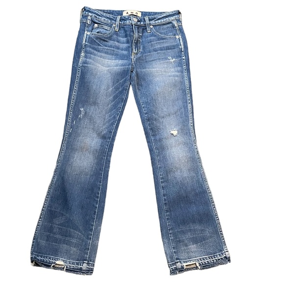 AMO‎ Jane Micro Flare Jeans, Old School Wash, Distressed, Size 27, EUC - Picture 3 of 8